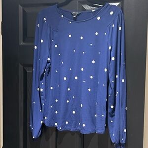 RW&CO. Navy Polka Dot Long Sleeve Top